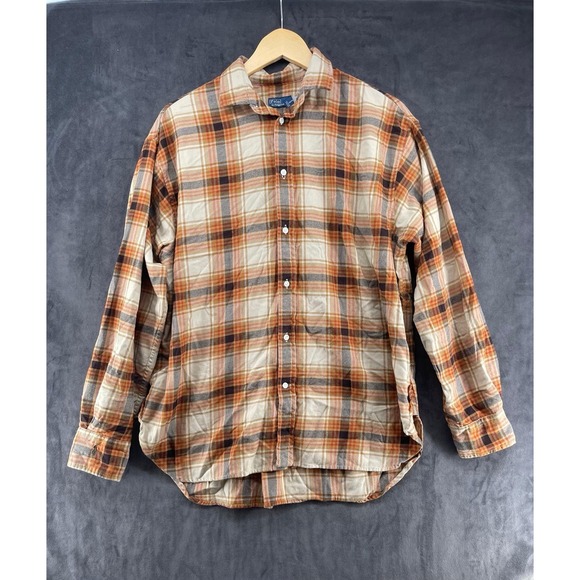 Ralph Lauren Sport Tops - Polo Ralph Lauren Women's Plaid Button Front Shirt Size 12 Cotton Beige